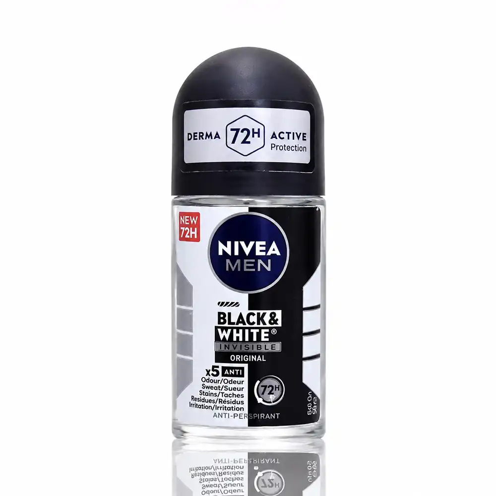 مام رول ضدتعریق مردانه نیوآ مدل Black & White Invisible Original حجم 50 میلی‌لیتر