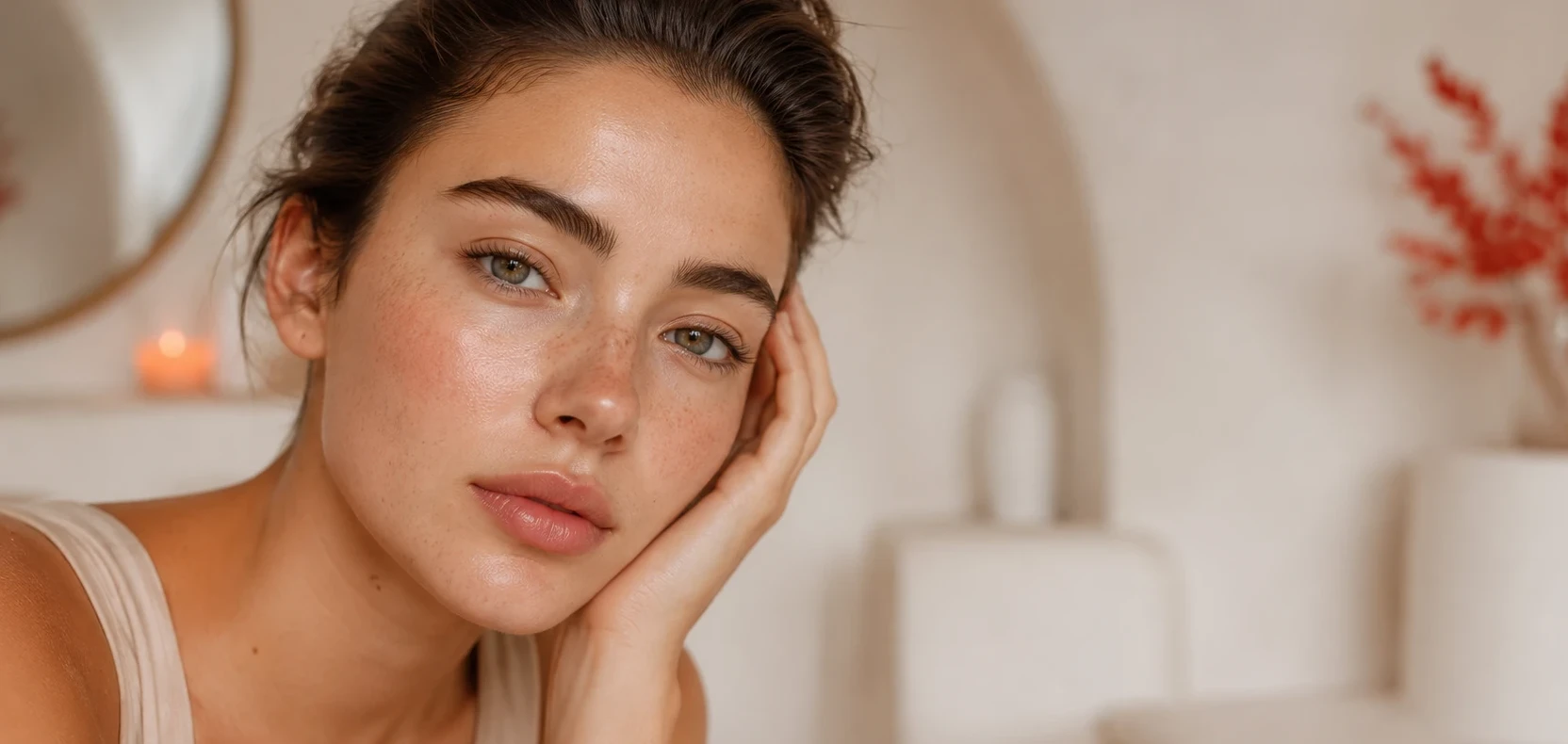 Freckled Beauty in Warm Light خانه